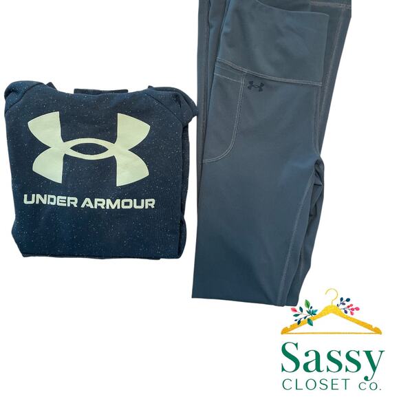 UNDER ARMOUR Hoodie + Bootcut Pants – Gray Flecked Set, Size Small, RN#96510140 - Picture 1 of 13